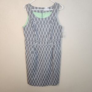 Robbie Bee Gray White Chain-Link Midi Dress Size 14